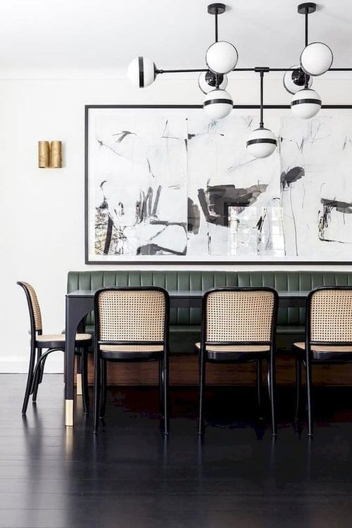 Black and Wood Modern Cane Dining Room
